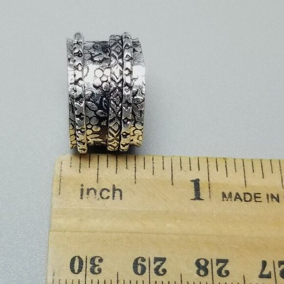 Vintage Wide Spinner Ring, Silver Tone Stacking Band, size 6.5 Fidget - Picture 7 of 9